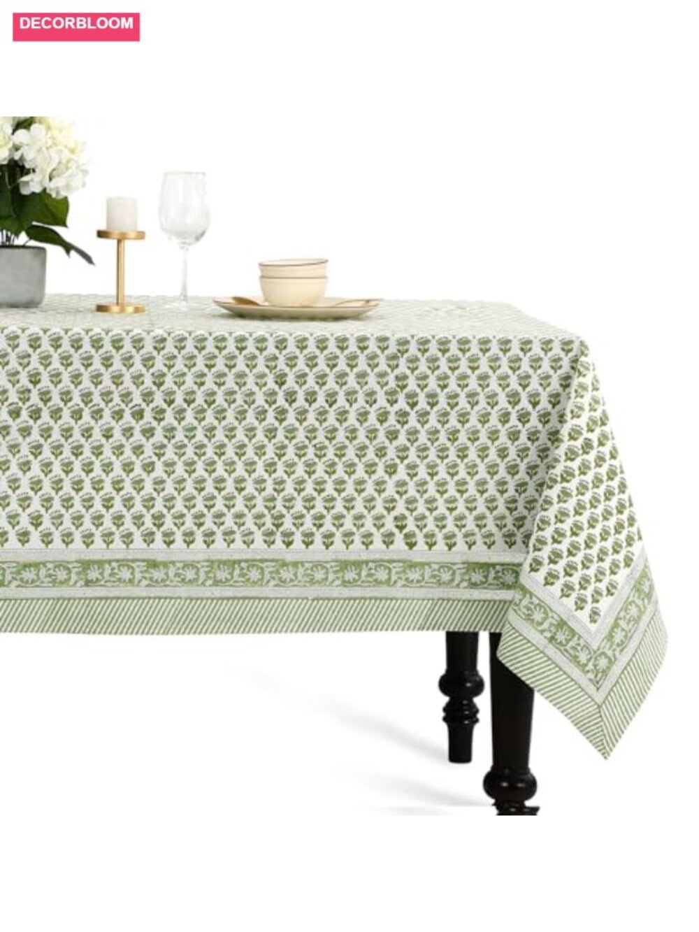 100% Cotton Block Print Tablecloth 60x60 Square Wedding Decor